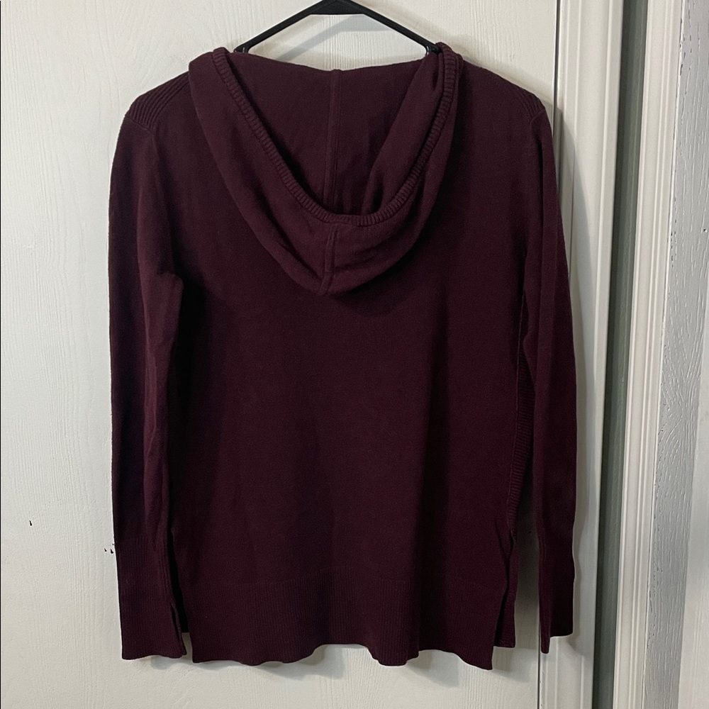 Athleta Aster Ribbed Hooded Pullover Sweatshirt Maroon Women Size Large - Picture 6 of 8